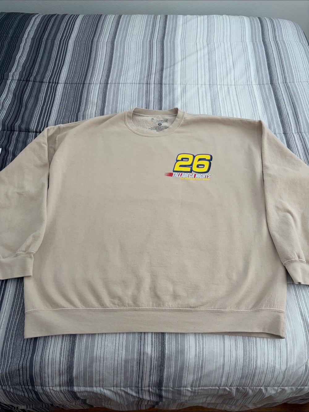 Mens Beige Talladega Nights Ricky Bobby Crewneck Sweatshirt Size XL